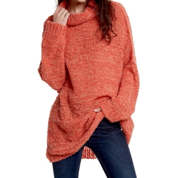 Free People Sweaters - Free People She's All That alpaca turtleneck oversized sweater in orange